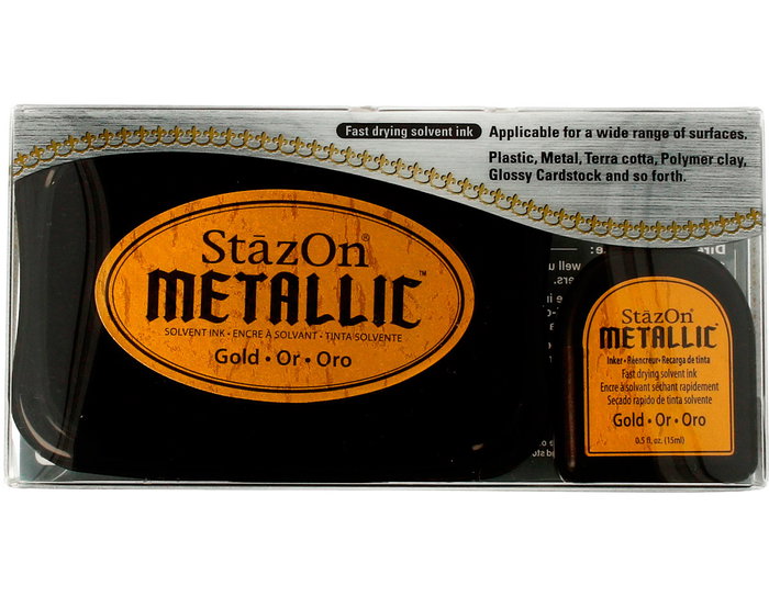 Tsukineko STAZON Metallic Tampon encreur or avec recharge 15 ml Tsukineko STAZON Metallic Tampon encreur or avec recharge 15 ml
