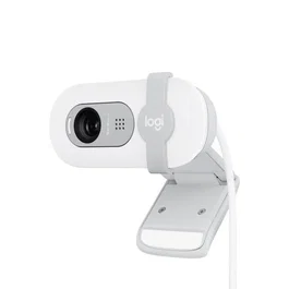 Logitech Brio 100 - Webcam Full HD 1080p, Microphone intégré, Équilibrage automatique de l'éclairage - Blanc