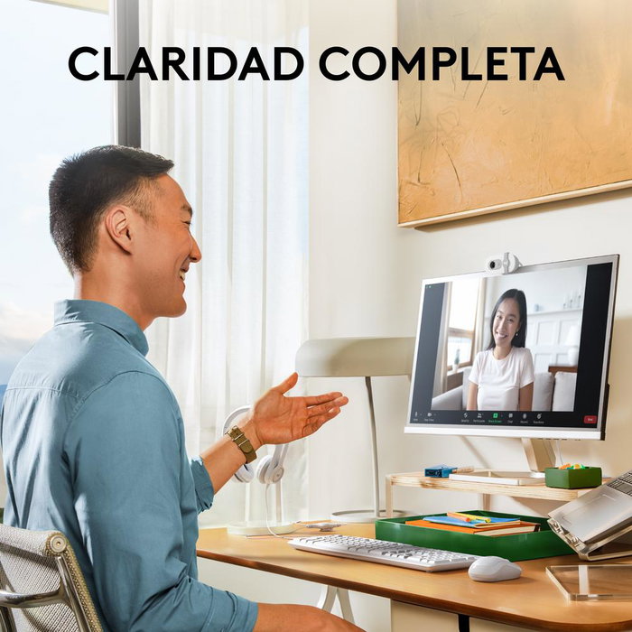 Logitech Brio 100 Webcam 1080p Full HD avec micro, blanc - Caméra USB pour visioconférence