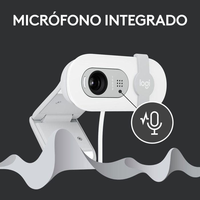 Logitech Brio 100 Webcam 1080p Full HD avec micro, blanc - Caméra USB pour visioconférence