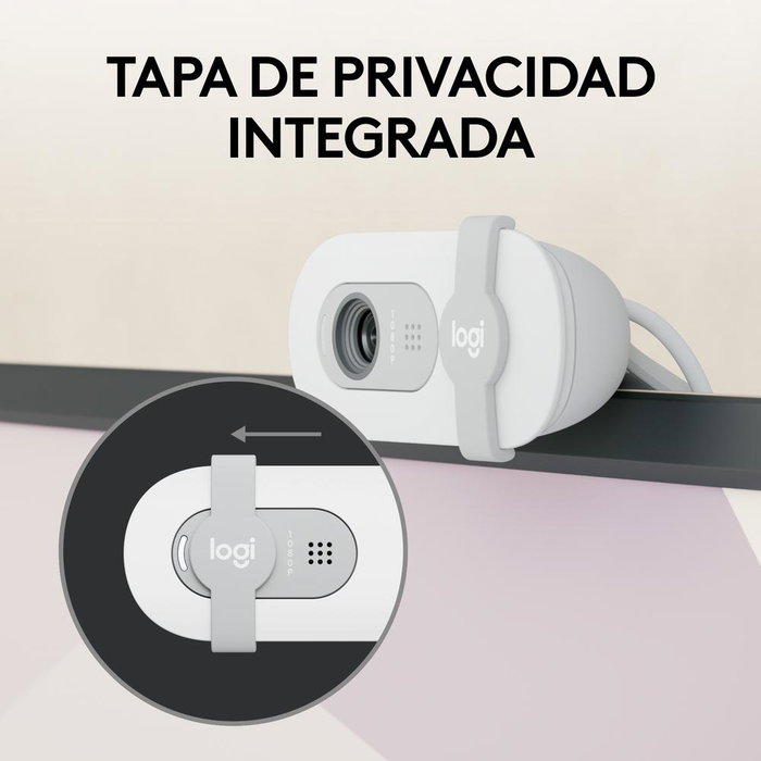 Logitech Brio 100 Webcam 1080p Full HD avec micro, blanc - Caméra USB pour visioconférence