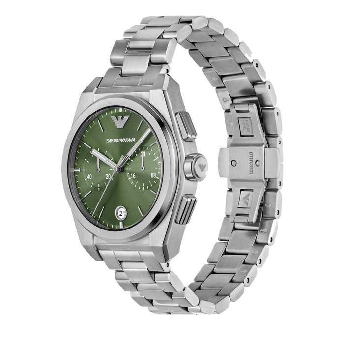 Armani AR11640 avec cadran vert et bracelet gris