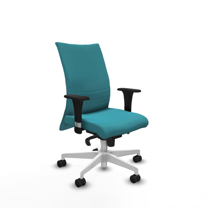 Piqueras Y Crespo Silla Albacete Confidente Turquoise avec mécanisme Synchro et base blanche Piqueras Y Crespo Silla Albacete Confidente Turquoise avec mécanisme Synchro et base blanche