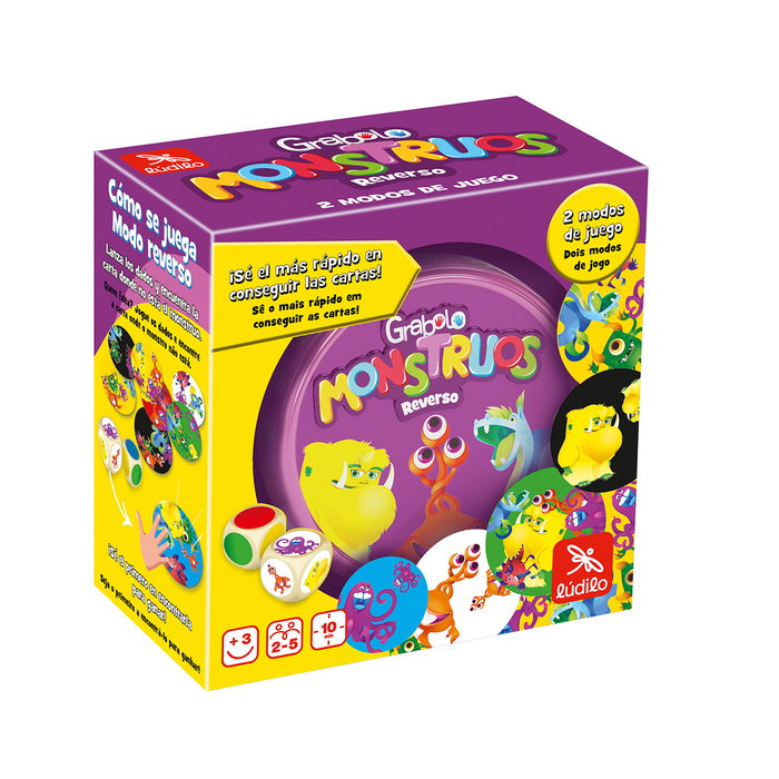 Lúdilo Jeu Grabolo Monstres Reverso 803821 - Jeu de cartes et de dés pour enfants à partir de 3 ans avec 2 modes de jeu