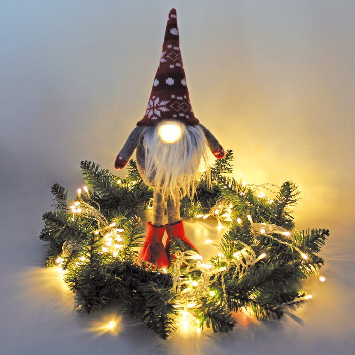 GSC Evolution Gnome de Noël LED Kazbo 40cm Rouge et Gris GSC Evolution Gnome de Noël LED Kazbo 40cm Rouge et Gris