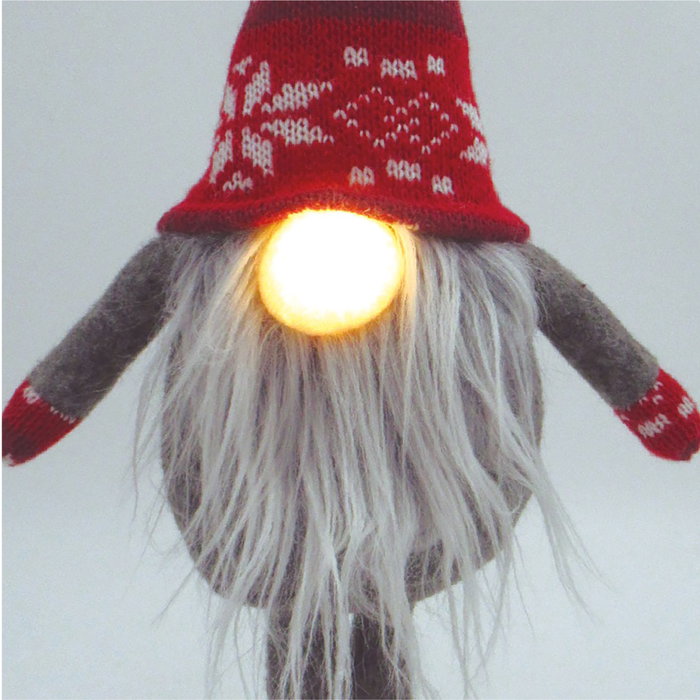 GSC Evolution Gnome de Noël LED Kazbo 40cm Rouge et Gris GSC Evolution Gnome de Noël LED Kazbo 40cm Rouge et Gris
