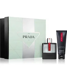 Prada Set Luna Rossa Carbon avec Eau De Toilette et Gel Douche