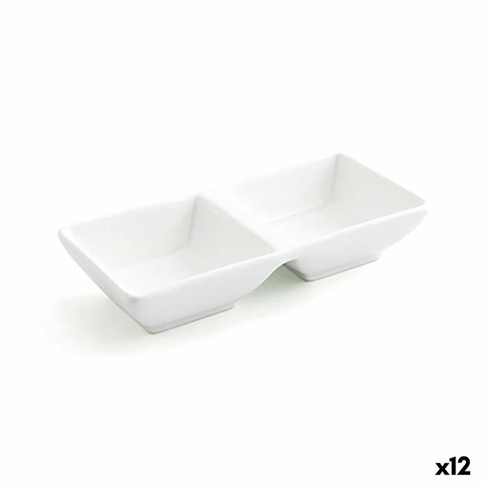 Quid Assiette Double Porcelaine Select Blanche 15x7 cm (12 Unités) Micro-ondable Lave-vaisselle
