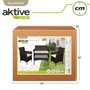 Color Baby Conjunto de sofa Actif Canapé 3 places (108x59x76 cm) + 2 fauteuils (59x76 cm) + table basse en verre (85x45x41 cm) en acier et rotin