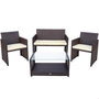 Color Baby Conjunto de sofa Actif Canapé 3 places (108x59x76 cm) + 2 fauteuils (59x76 cm) + table basse en verre (85x45x41 cm) en acier et rotin