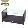 Color Baby Conjunto de sofa Actif Canapé 3 places (108x59x76 cm) + 2 fauteuils (59x76 cm) + table basse en verre (85x45x41 cm) en acier et rotin