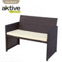 Color Baby Conjunto de sofa Actif Canapé 3 places (108x59x76 cm) + 2 fauteuils (59x76 cm) + table basse en verre (85x45x41 cm) en acier et rotin