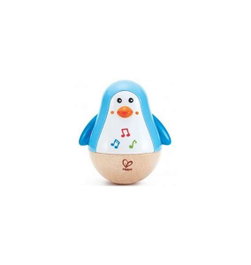 Hape E1653 - Pingouin balanceant musical en bois (hêtre/ABS/acier) - Jouet bébé avec musique - 11,2x12,6x9 cm - Pour enfants dès 6 mois