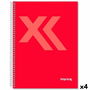 Cahier Imprex Rouge Feuille 80 Volets (4 Unités)