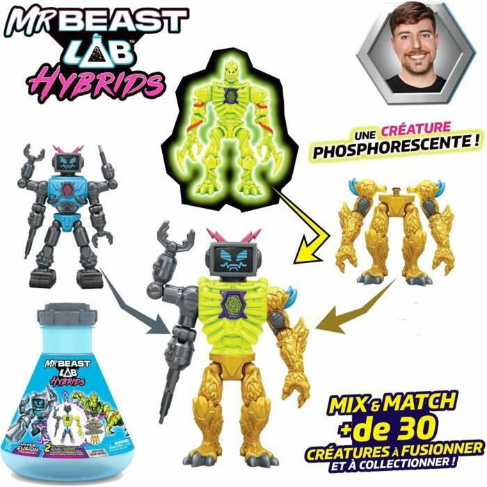 MrBeast Lab Pack de 2 figurines hybrides Mix & Match - Dragon Doré