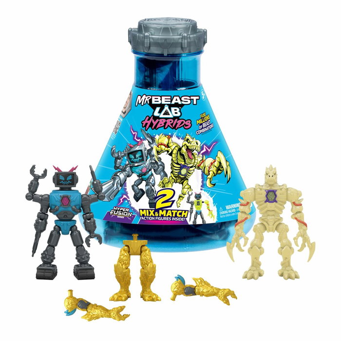 MrBeast Lab Pack de 2 figurines hybrides Mix & Match - Dragon Doré