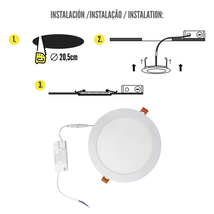 WOLFPACK LINEA PROFESIONAL Downlight LED encastrable 20W 1800 Lumens 6000K