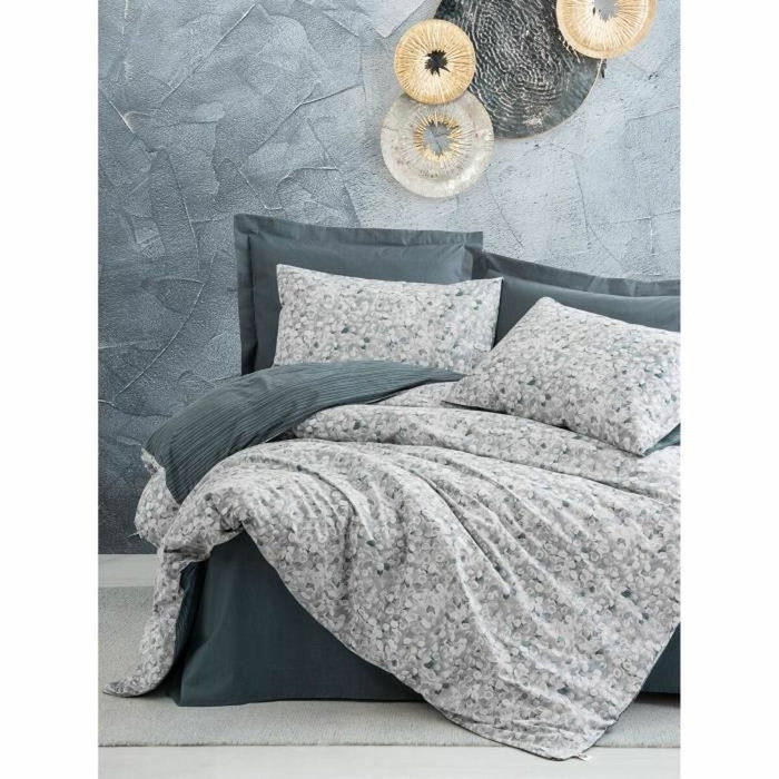 BigBuy Home Parure de couette en coton renforcé Anthracite, Blanc et Gris, 220 x 240 cm BigBuy Home Parure de couette en coton renforcé Anthracite, Blanc et Gris, 220 x 240 cm