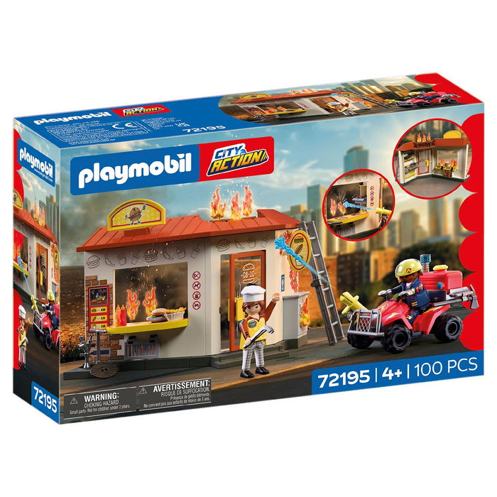 PLAYMOBIL Quad de pompiers avec hamburgers 72195