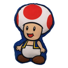NINTENDO - Coussin 3D Toad Super Mario Bros - Coussin décoratif en microfibre - 40 x 40 cm