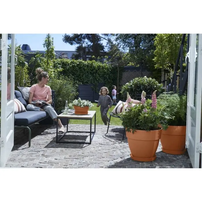 ELHO Pot de fleurs rond Vibia Campana en plastique recyclé - Ø 55 x H 47 cm - Pour extérieur - Marron