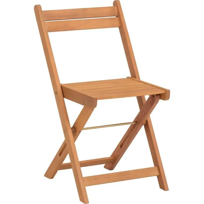 SAVANA - Ensemble de jardin en bois d'acacia certifié FSC - Table bistrot carrée 60x60 cm et 2 chaises pliantes - Set 2 personnes
