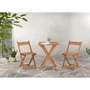 SAVANA - Ensemble de jardin en bois d'acacia certifié FSC - Table bistrot carrée 60x60 cm et 2 chaises pliantes - Set 2 personnes