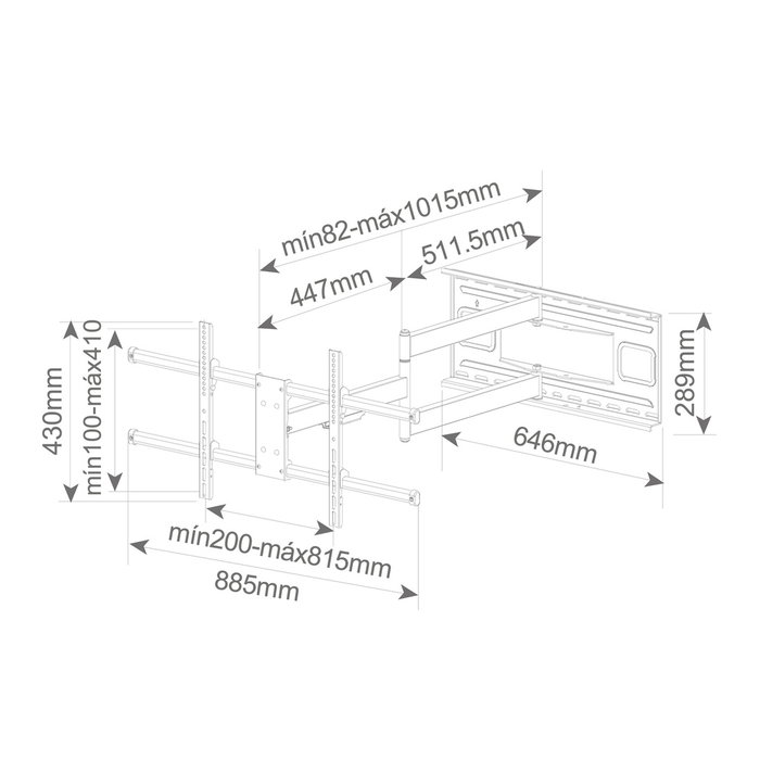 Holmios Support mural TV bras extra long 43-80 pouces