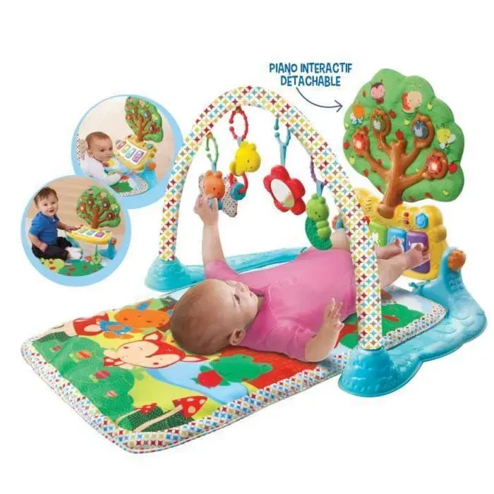 Vtech Baby Tapis d'éveil Jardín Encantado des Petits Amis avec Piano Interactif, Lumières et Mélodies, Lavable