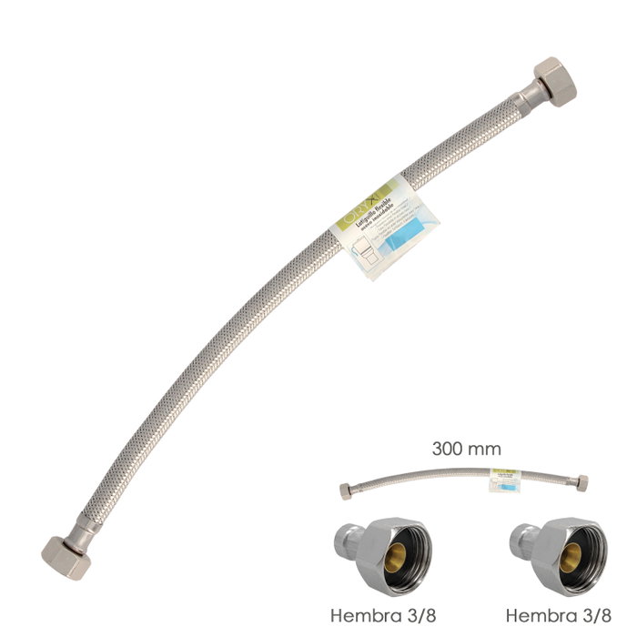 ORYX Lot de 2 flexibles en acier inoxydable H-3/8-H-3/8 300 mm ORYX Lot de 2 flexibles en acier inoxydable H-3/8-H-3/8 300 mm