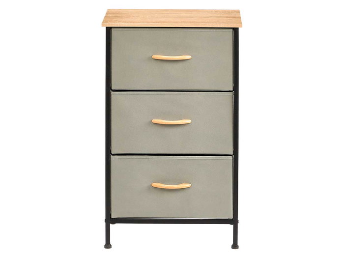 GIFTDECOR Meuble 3 tiroirs gris, bois et noir