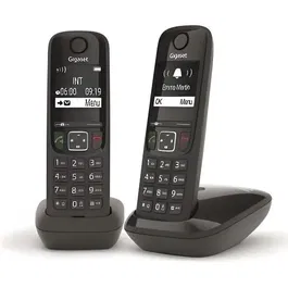 Gigaset Téléphone Fixe DECT AS690 Duo Blanc - Mode Mains Libres HSP, Autonomie 14h, Répertoire 100 Contacts