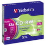 Verbatim Lot de 5 CD-RW 700 MB 8x-10x Slimcase