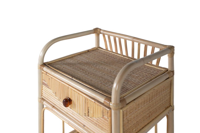 GINER Y COLOMER - Table de chevet en rotin naturel - 50 cm de longueur, 40 cm de largeur, 65 cm de hauteur - Mobilier de chambre