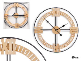 Giftdecor Horloge Murale Minutero 60x60x5 cm Métal et Bois MDF Noir (Set de 4)
