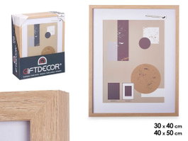 GIFTDECOR Cadre photo mural en bois naturel 30x40 cm avec passe-partout
