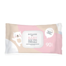 Byphasse Lingettes Nettoyantes Bébé Aloe Vera et Camomille - Soin Doux et Apaisant - Sans Alcool - 90 Lingettes