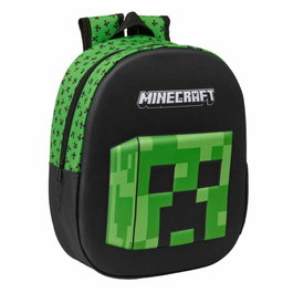 SAFTA Mochila 3D Minecraft 33cm avec port-bouteille, housses d'épaules rembourrées, poche à carte d'identité et poignée de transport