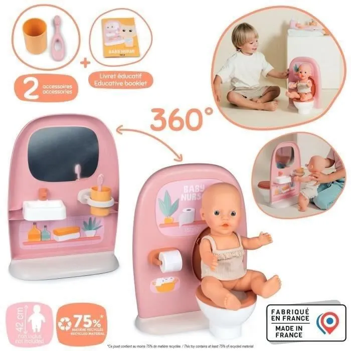 Smoby - Ensemble Salle de Bain Bébé Poupée - Jouet d'Imitation Éducatif pour Enfants de 3 ans et Plus