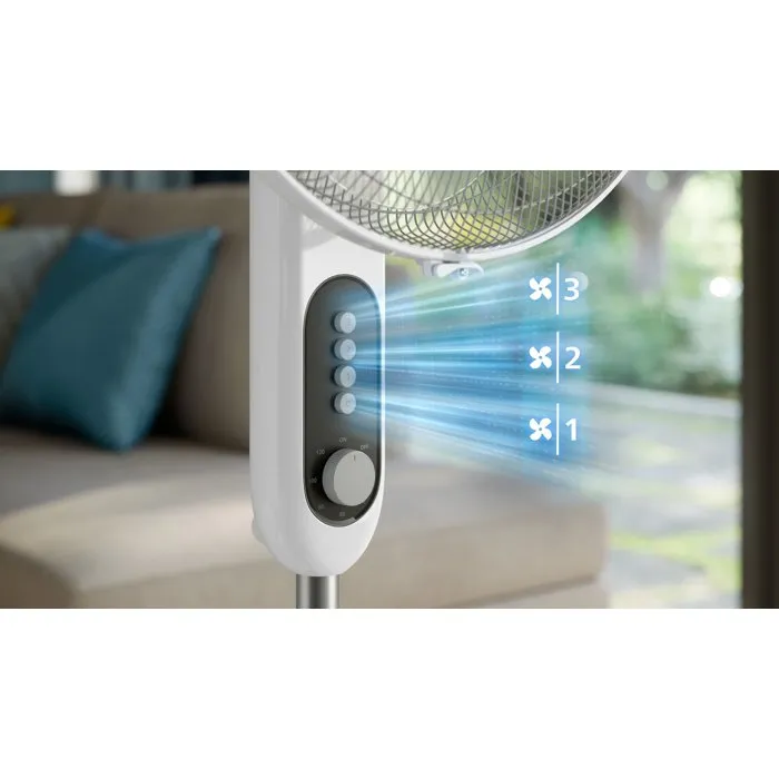 Philips CX5535/00 - Ventilateur sur pied Série 5000 - Flux d'air 230 m³/h - 28 db(A) - Blanc