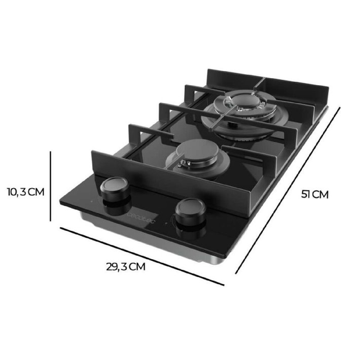 Cecotec Plaque gaz Bolero Squad G 2400F 2 feux, 5200W, verre noir, fonte