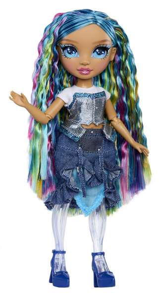 Rainbow High Rainbow Shimmers Skyler - Poupée de mode bleue avec slime et paillettes
