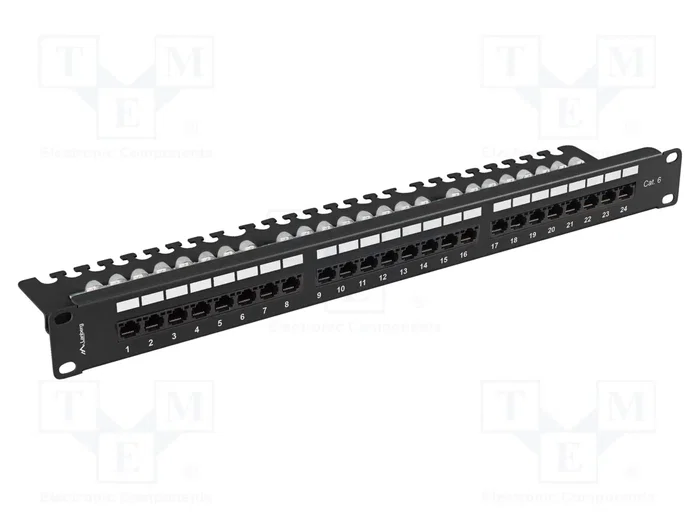 LANBERG Panneau de brassage Cat 6 RJ45 24 ports 1U 19 pouces noir LANBERG Panneau de brassage Cat 6 RJ45 24 ports 1U 19 pouces noir