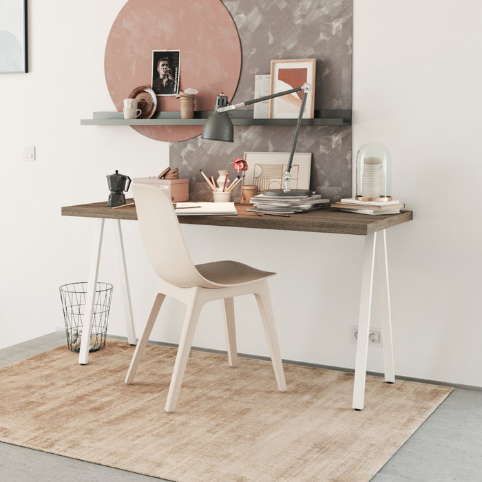 Herrajes ALK - Pata métallique Anek pour table - Largeur 418 mm, Hauteur 720 mm - Finition grise avec fixations incluses