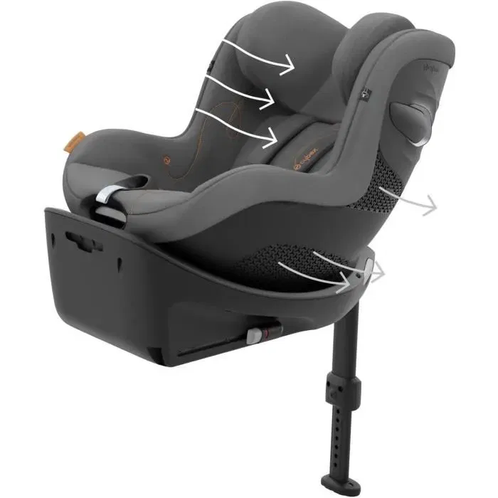 Cybex Sirona G Gold - Siège auto pivotant 360° i-Size (3 mois-4 ans, 61-105 cm, max 20 kg), Lava Grey