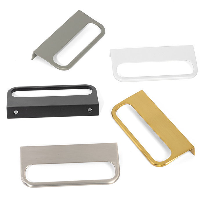 VIEFE Tirador Modèle Rim, Finitions Nickel Brossé, Laiton, Blanc Mat, Noir Mat, Gris Mousse, Poignée de Tiroir, 96 mm, 120 mm