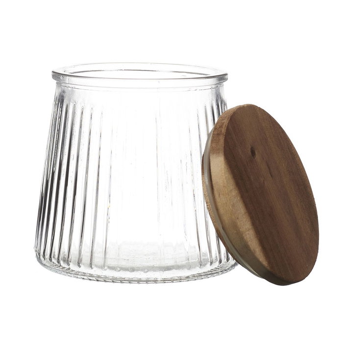 Home Deco Factory Bocal en verre avec couvercle en acacia 650 ml