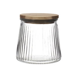 Home Deco Factory Bocal en verre avec couvercle en acacia 650 ml