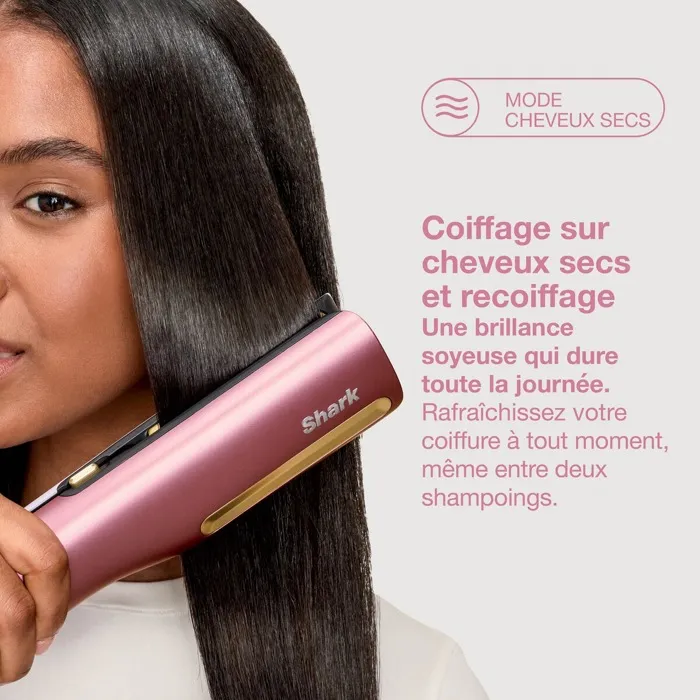 Shark SilkiPro HT401EUPK Lisseur et sèche-cheveux 2 en 1 Rose 1000W