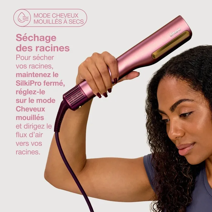 Shark SilkiPro HT401EUPK Lisseur et sèche-cheveux 2 en 1 Rose 1000W